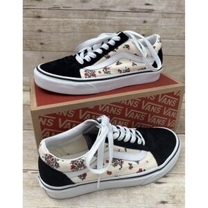 VANS Old Skool Ditsy Floral Women's Sneakers Size‎ 5.5 White Black